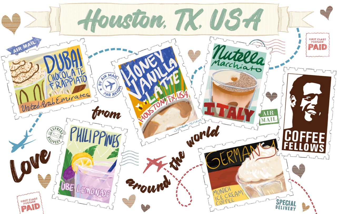 travel cup with stamps design