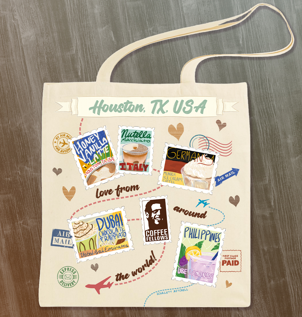 tote bag with stamps design