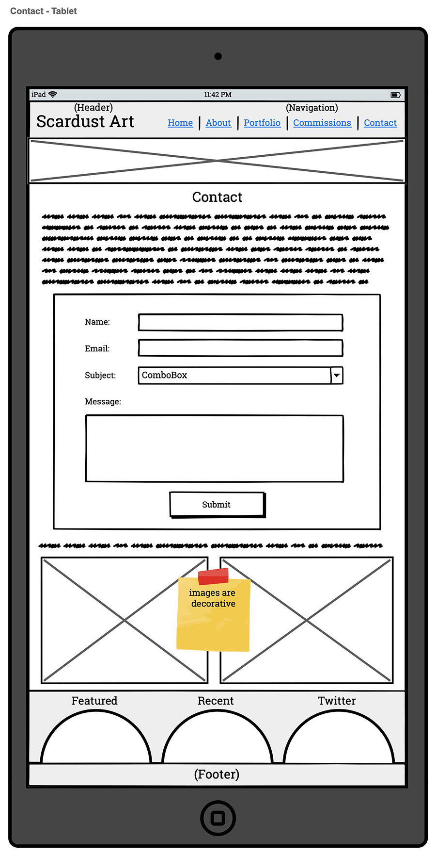 Contact - Tablet (Wireframe)