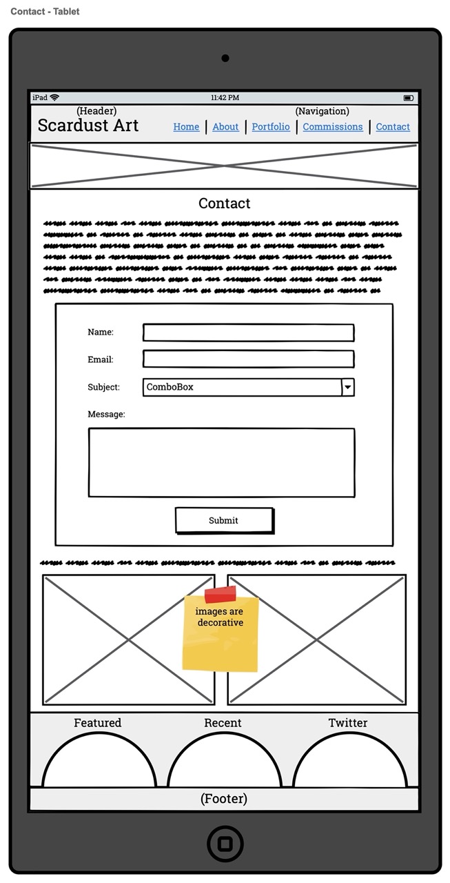 Contact - Tablet (Wireframe)