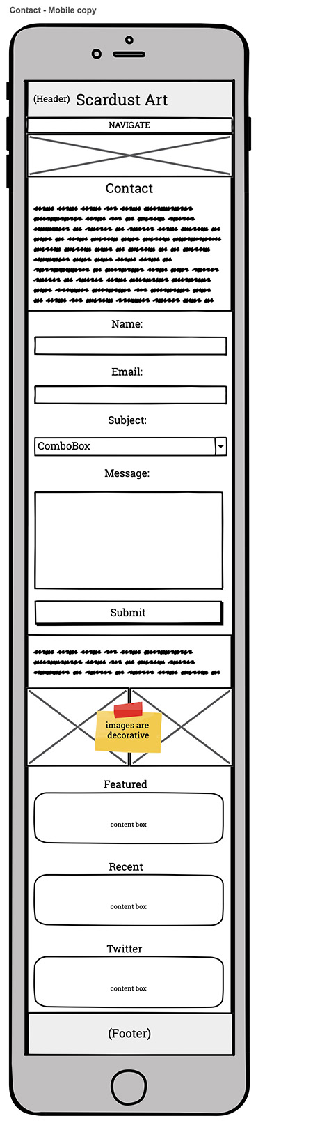 Contact - Mobile (Wireframe)
